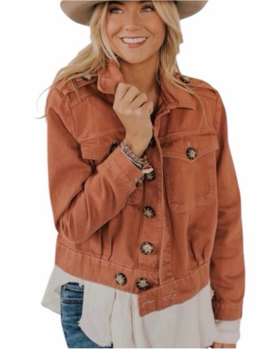 Free People Button-Front Jean Jacket